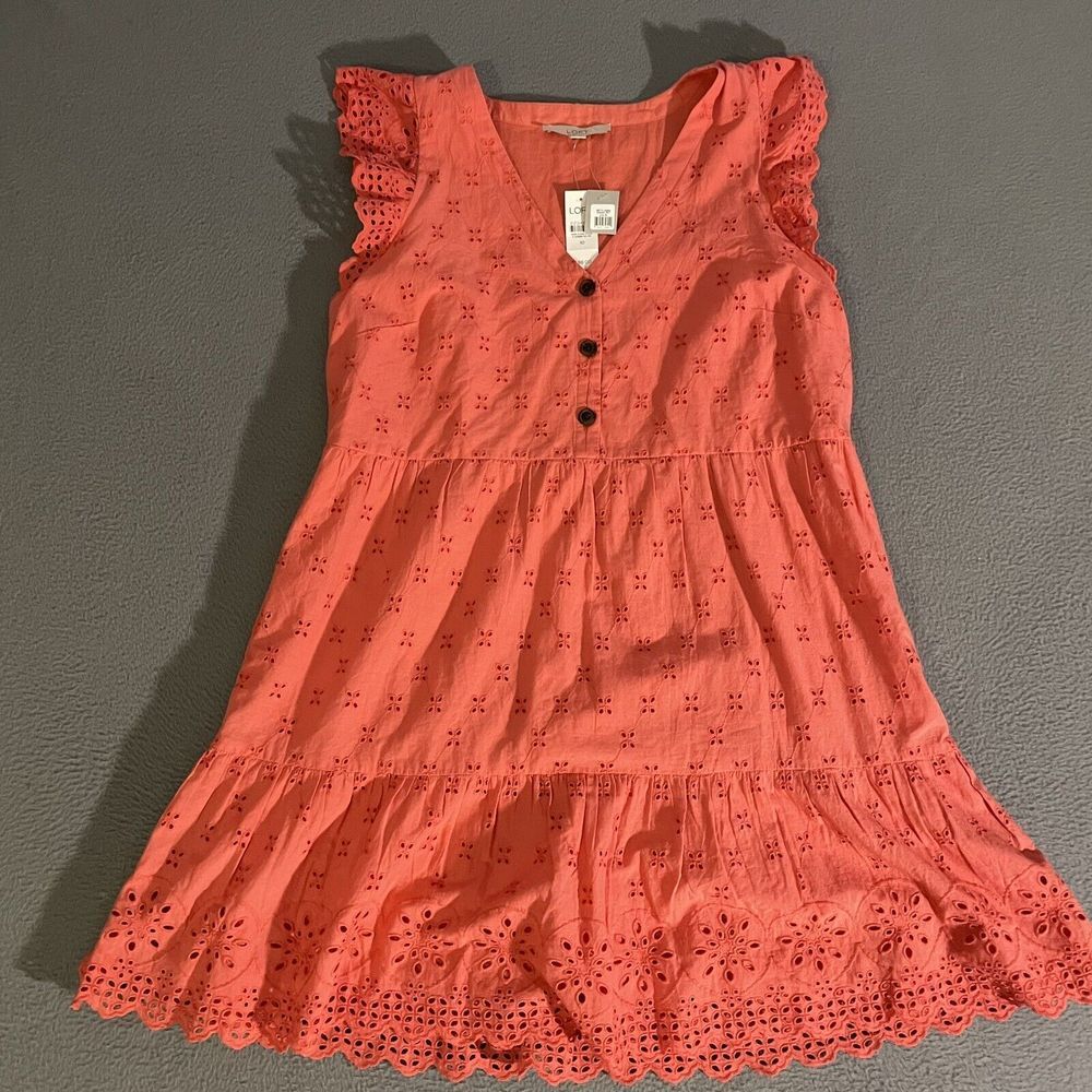 LOFT Womens Gray Sleeveless Peach Pink Floral Lined Dress Size‎ 10 Barbiecore